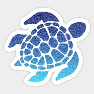 Blue Ombre Faux Glitter Turtle Sticker